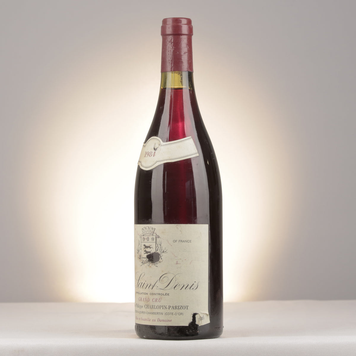 Philippe Charlopin-Parizot Clos Saint-Denis Grand Cru 1984 Bottle turned left (lot 237a)