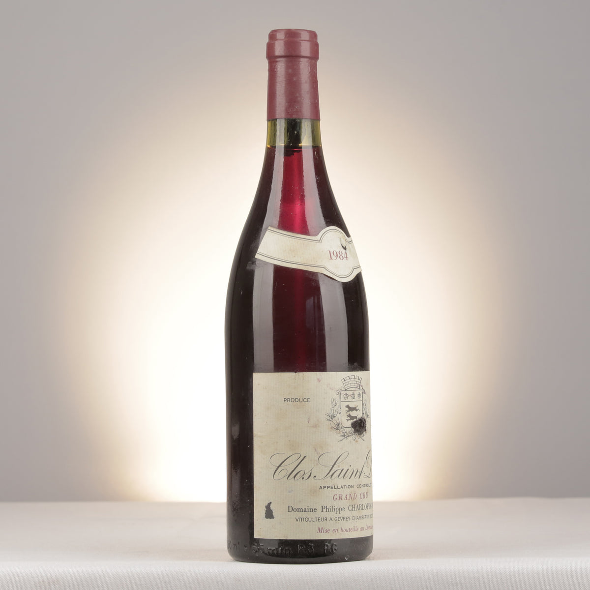 Philippe Charlopin-Parizot Clos Saint-Denis Grand Cru 1984 Bottle turned right (lot 237a)