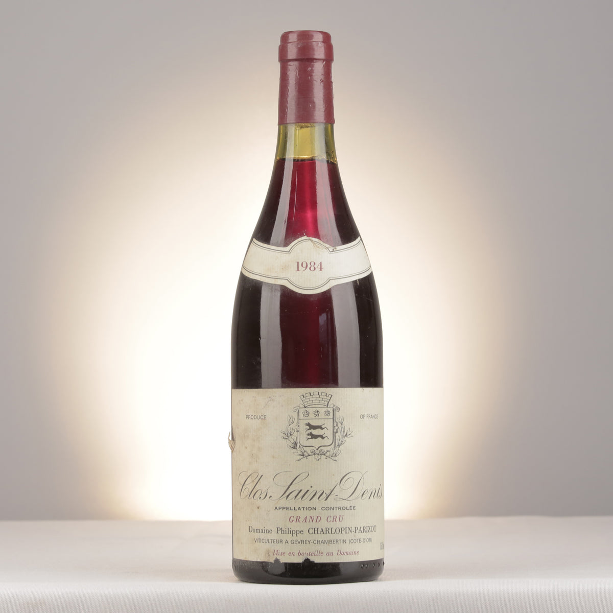 Philippe Charlopin-Parizot Clos Saint-Denis Grand Cru 1984 Bottle front (lot d1fc)