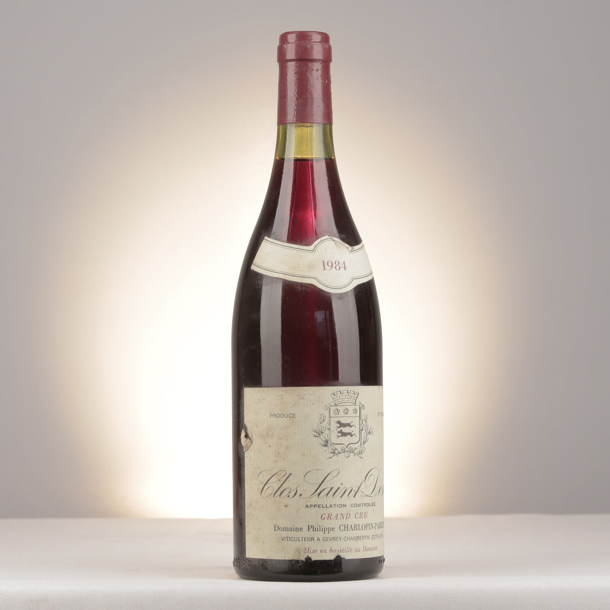 Philippe Charlopin-Parizot Clos Saint-Denis Grand Cru 1984 Bottle turned right (lot d1fc)