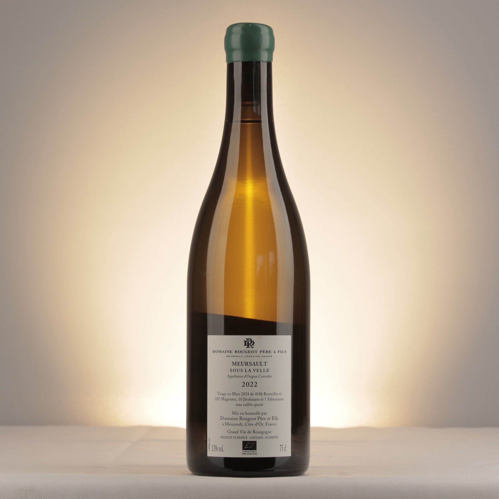 Pierre-Henri Rougeot Meursault Sous la Velle 2022 Bottle back