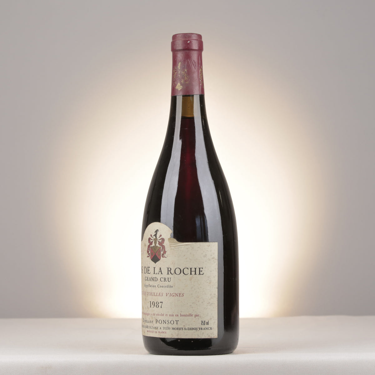 Ponsot Clos de la Roche Grand Cru Cuvée Vieilles Vignes 1987 Bottle turned left