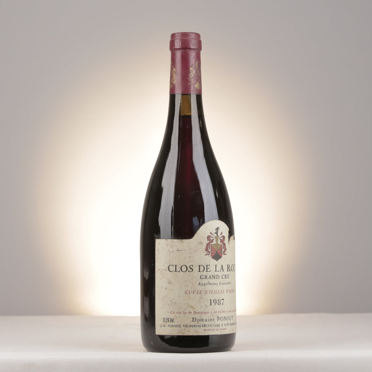 Ponsot Clos de la Roche Grand Cru Cuvée Vieilles Vignes 1987 Bottle turned right
