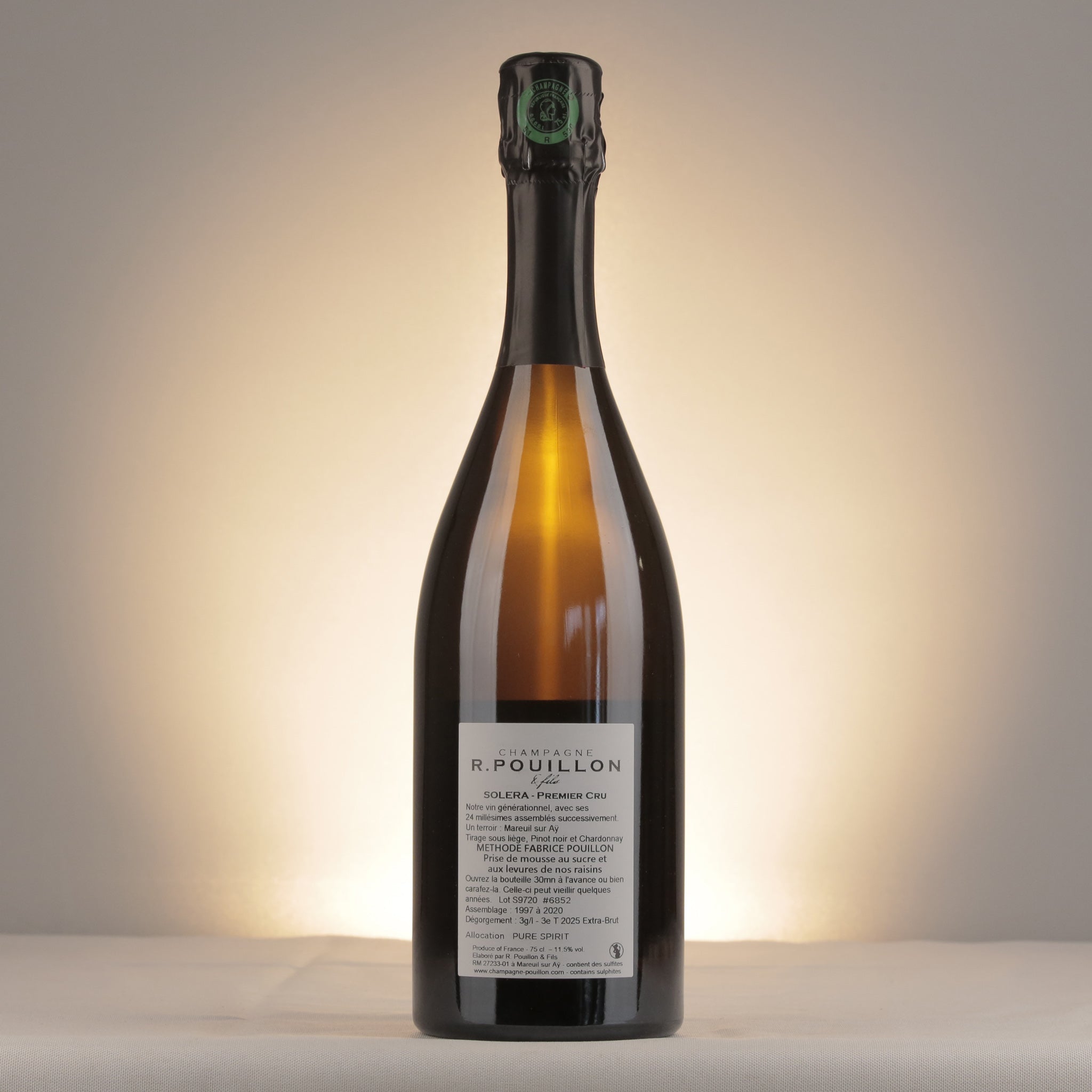 R. Pouillon 1er Cru Solera Extra Brut NV Bottle back