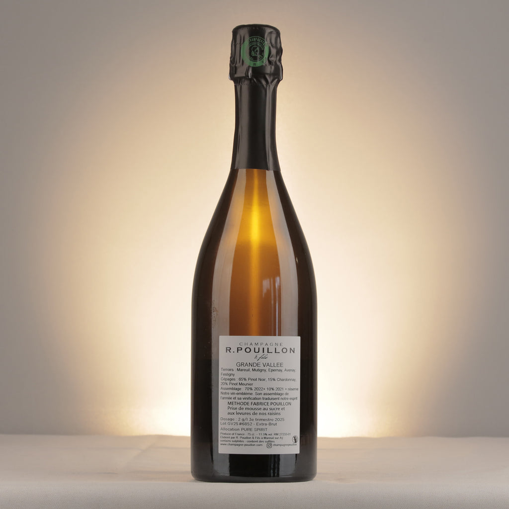 R. Pouillon Grande Vallee Extra-Brut Champagne NV Bottle back