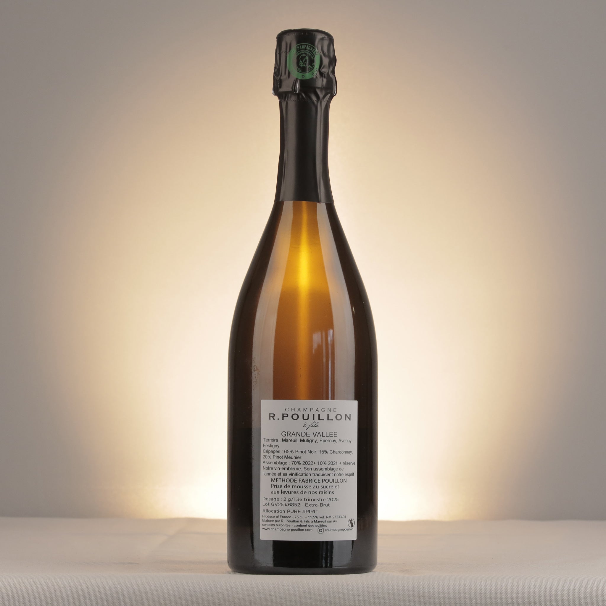 R. Pouillon Grande Vallee Extra-Brut Champagne NV Bottle back