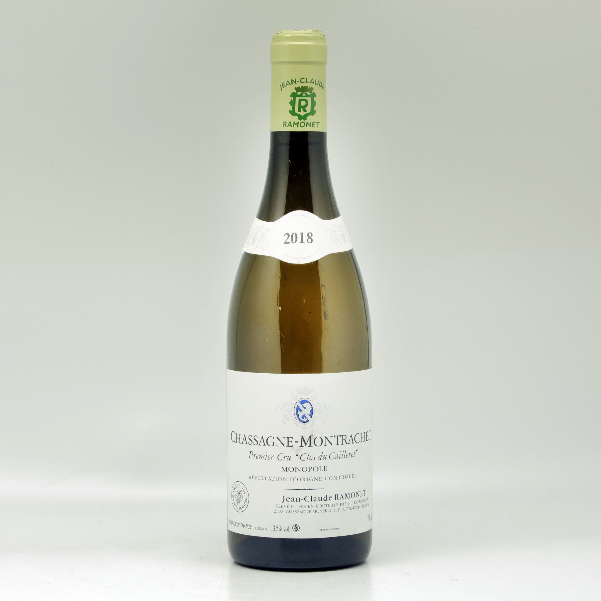 Domaine Jean-Claude Ramonet Chassagne Montrachet Clos du Caillerets Monopole 2018 White wine Bottle
