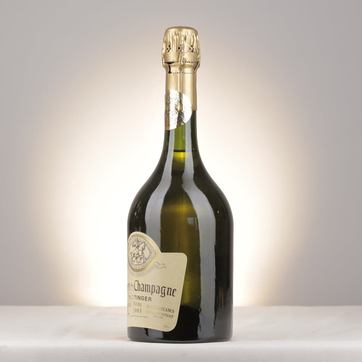 Champagne Taittinger Comtes de Champagne Blanc de Blancs Grand Cru 1983 Bottle turned left