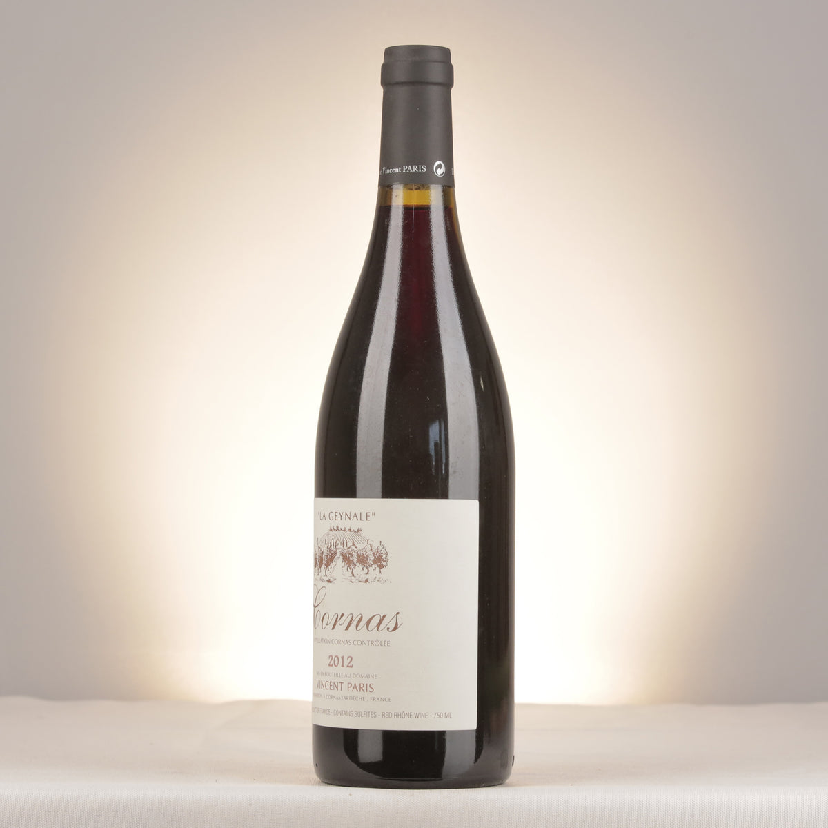 Vincent Paris Cornas La Geynale 2012 Bottle turned left