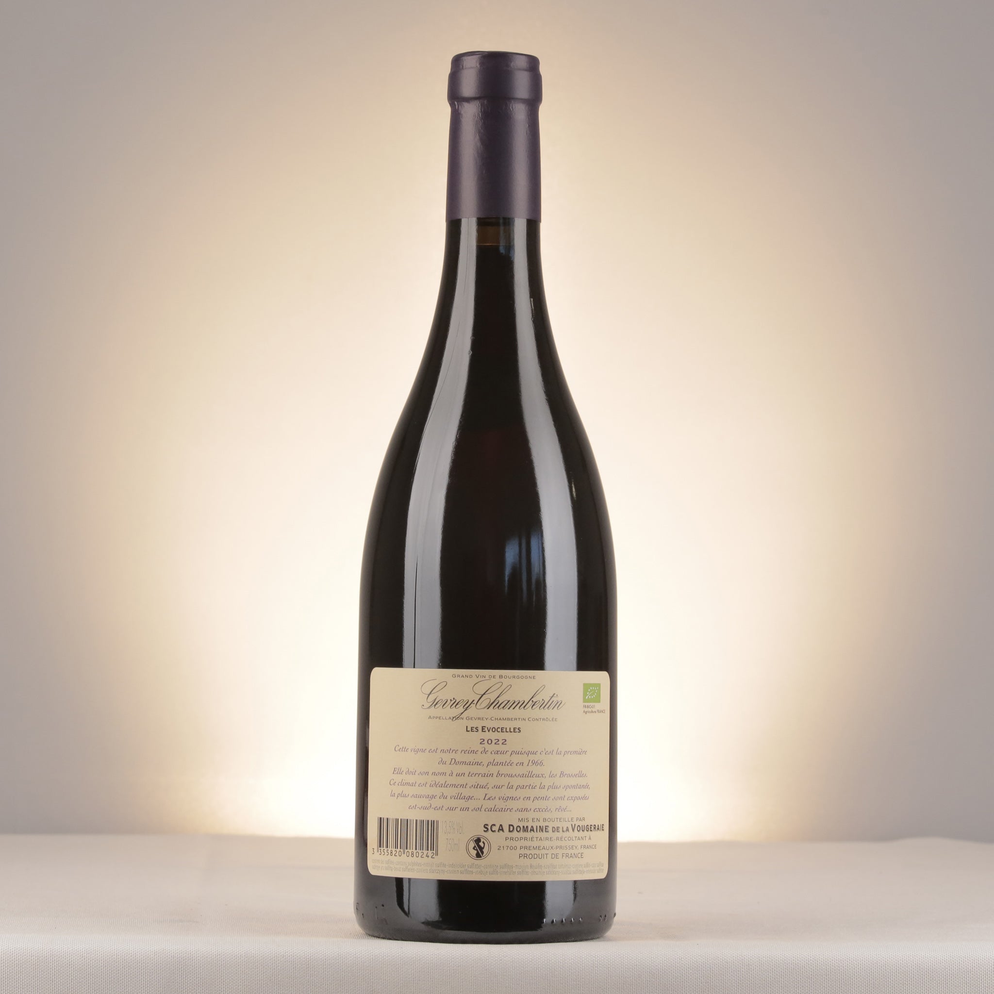 La Vougeraie Gevrey-Chambertin Les Evocelles 2022 Bottle back