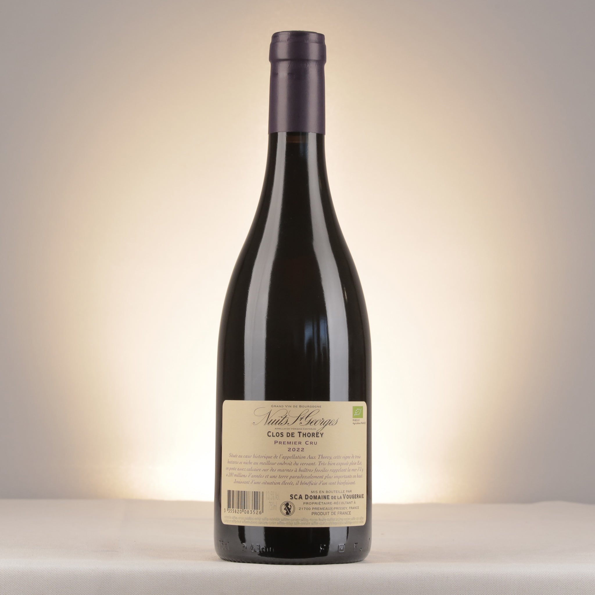 La Vougeraie Nuits-Saint-Georges 1er Cru Clos de Thorey 2022 Bottle back