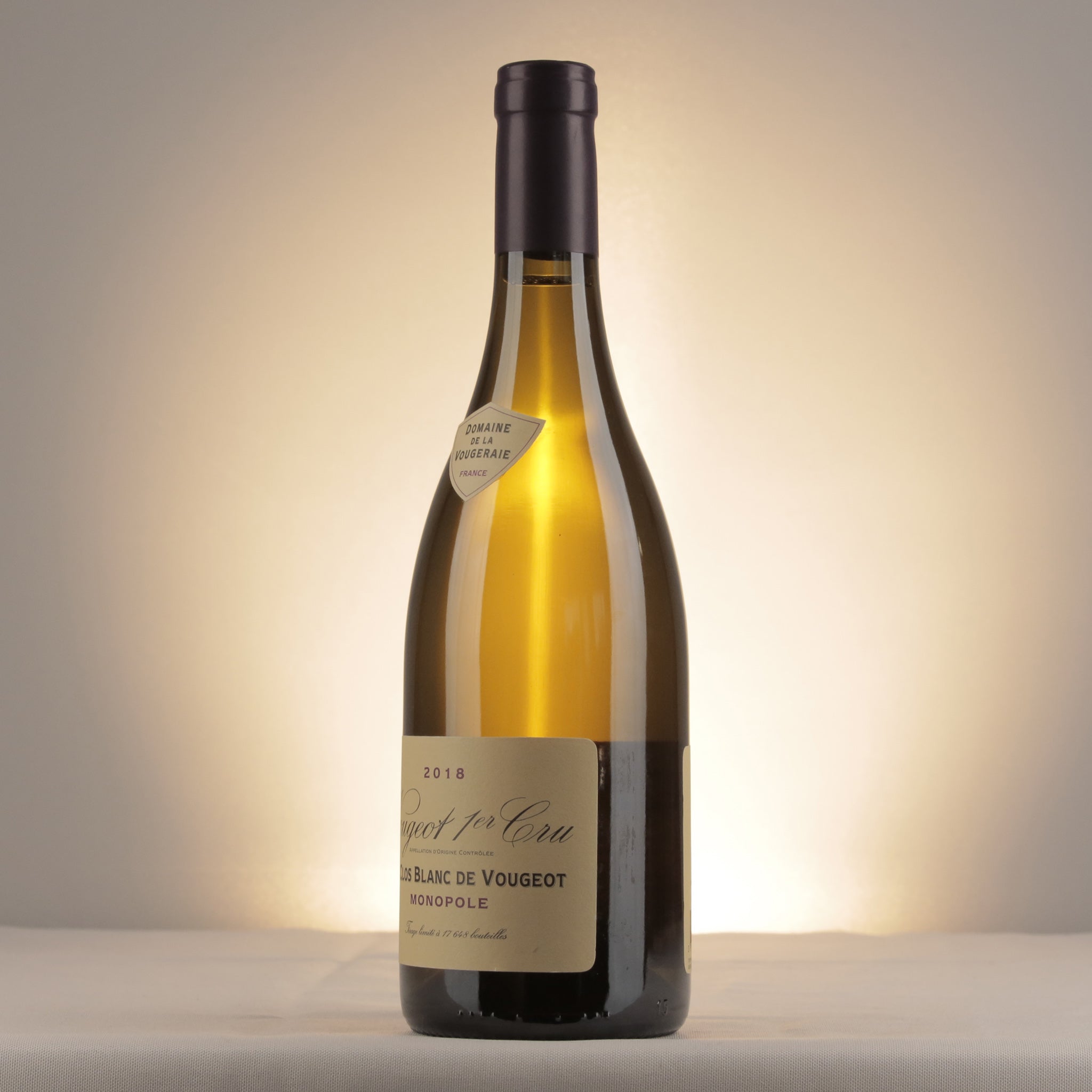 La Vougeraie Vougeot 1er Cru Le Clos Blanc de Vougeot 2018 Bottle detail