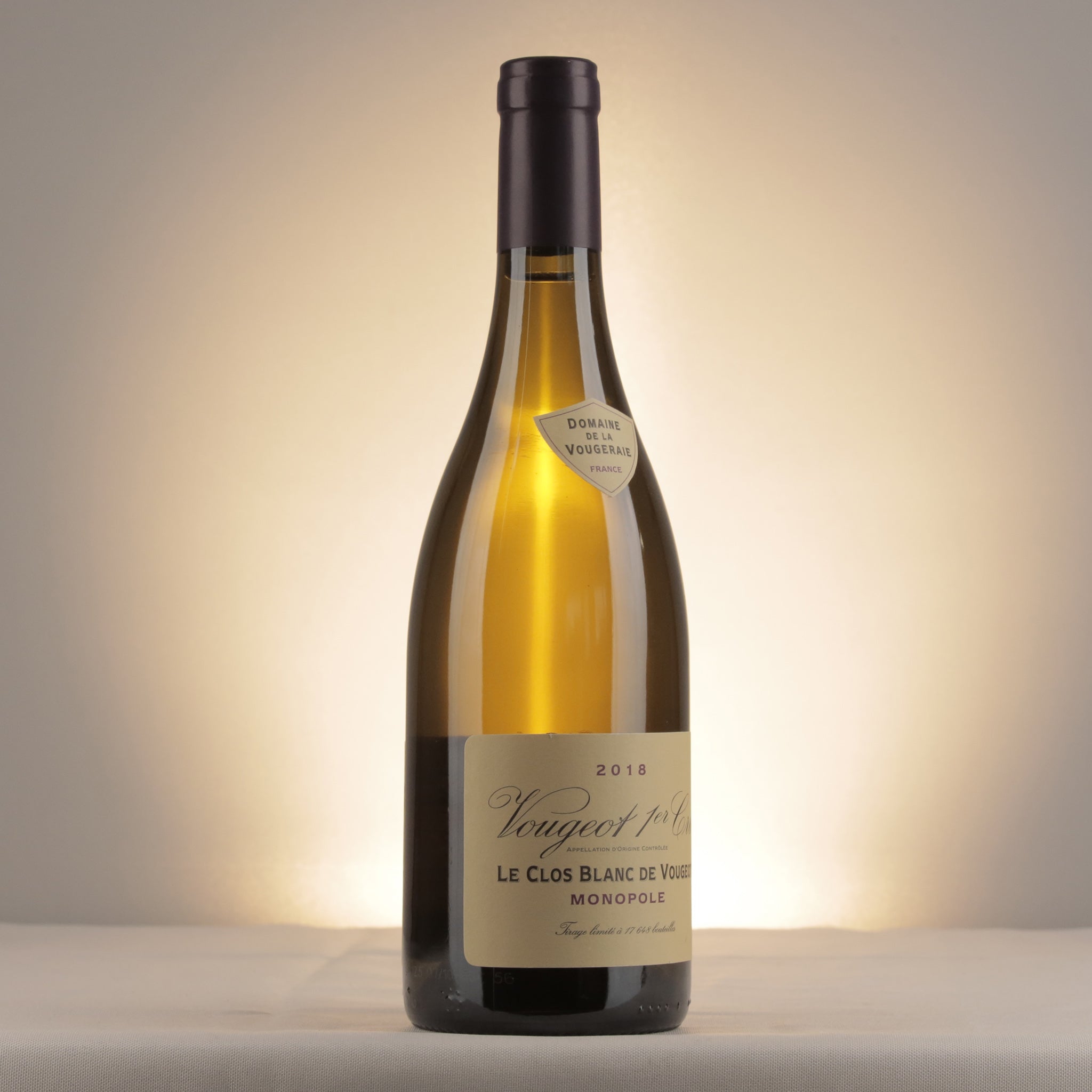 La Vougeraie Vougeot 1er Cru Le Clos Blanc de Vougeot 2018 Bottle label