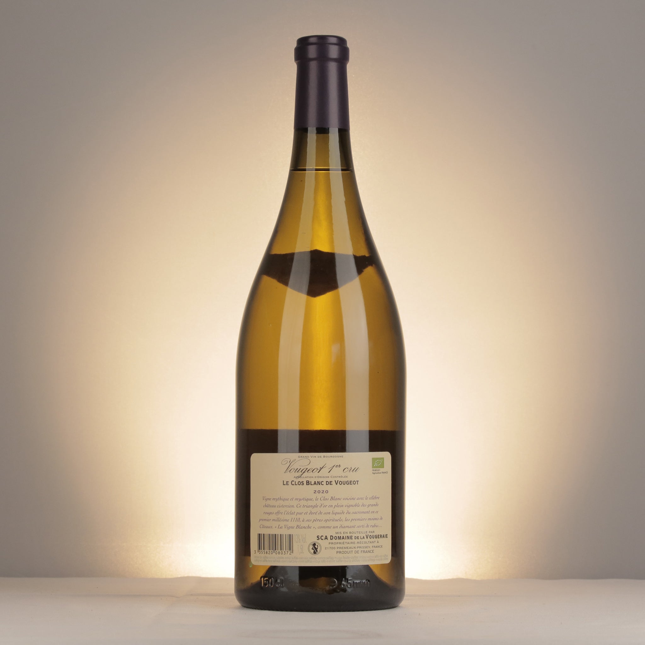 La Vougeraie Vougeot 1er Cru Le Clos Blanc de Vougeot 2020 Magnum back
